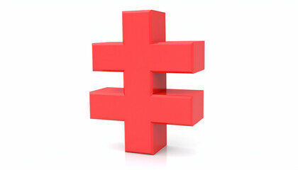 Obraz premium Red Hashtag 3D Symbol.