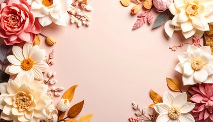 Delicate floral arrangement studio setting decoration image soft pink background close-up view nature inspired aesthetics