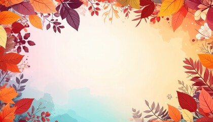 Autumn leaves falling nature scene digital art colorful environment aesthetic viewpoint seasonal change concept