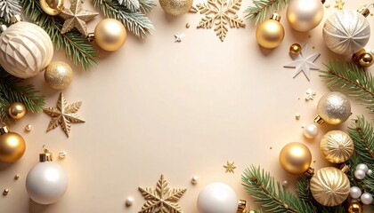 Enchanting christmas decoration arrangement festive holiday atmosphere still life indoor setting aerial view celebration concept