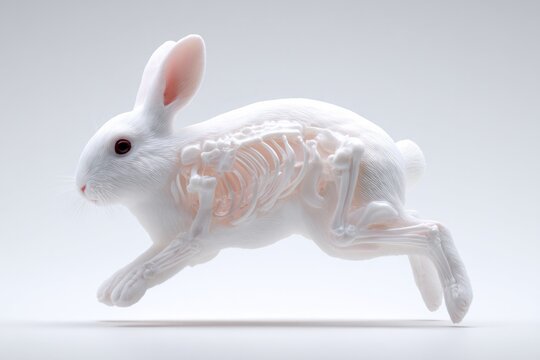 Running rabbit showcases intricate anatomy, blending realism wit