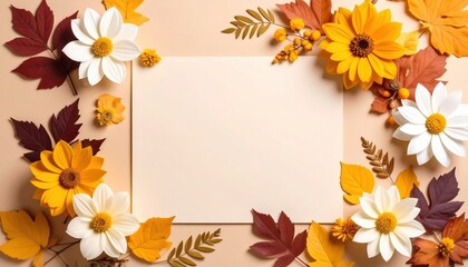 Autumn floral arrangement studio photography warm tones top-down view seasonal decor