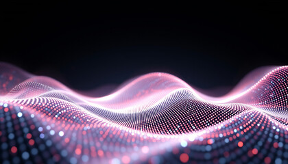 Abstract Wavy Surface of Pink and White Glowing Particles