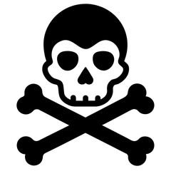 Skull and Crossbones Silhouette Vector for Warning Sign and Pirate Symbol

