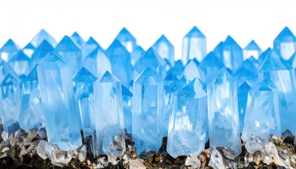 Blue crystals cluster close-up