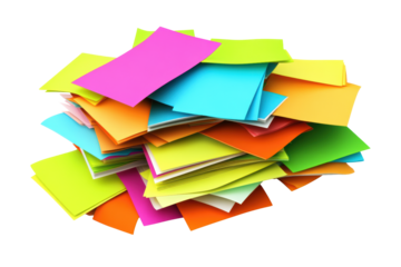 Stack of colorful paper sheets for office use
