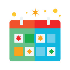 Colorful Calendar Icon with Star and Flower Details for Planning and Events