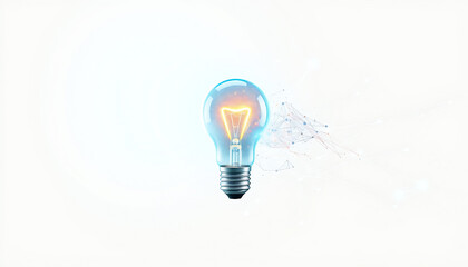 Glowing light bulb with digital network connection concept