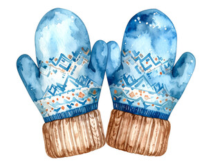Winter Watercolor Mittens Illustration