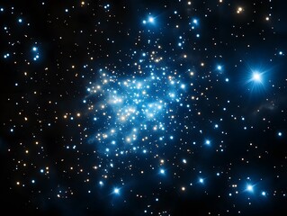Obraz premium Stunning Blue and Gold Star Cluster in Deep Space Nebula
