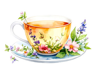 Floral Teacup Watercolor Illustration