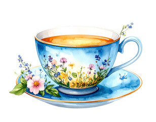 Floral Teacup Watercolor Illustration