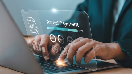Making a Partial Payment Online Laptop Banking Concept