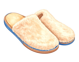 Cozy Fluffy Slippers Illustration