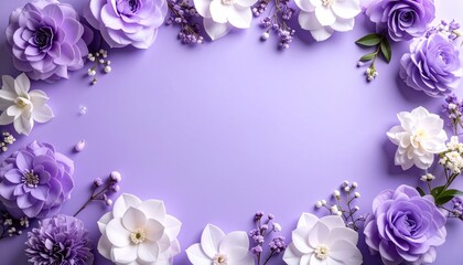 Elegant Floral Frame Decoration on Purple