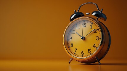 Orange alarm with clock time background studio shot website.
