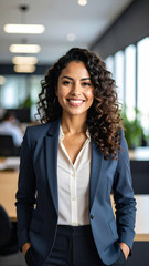 Smiling businesswoman office portrait.