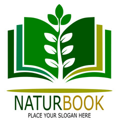 Nature book logo designs vector, nature education logo