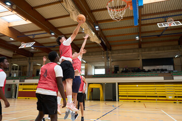 Basketball player scoring points during championship game