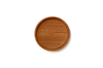 Round wooden plate top view