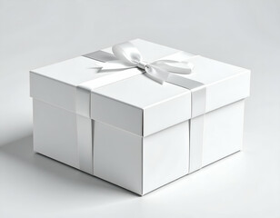 White Gift Box with Ribbon.