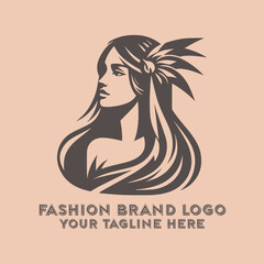 Fashion Brand Logo Featuring a Woman with Long Hair 