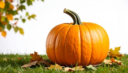 Autumn Pumpkin on Grass