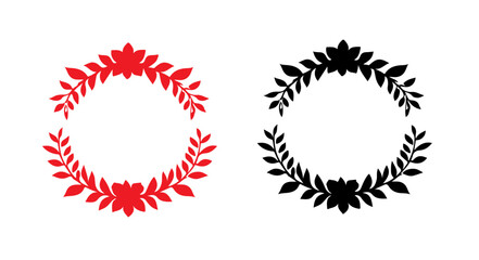 Two floral wreaths one red and one black isolated on a white background