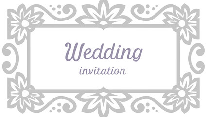 Elegant wedding invitation design with floral frame in a minimalist style and modern look