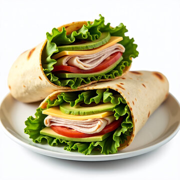 Title: Delicious California Club Wrap with Avocado and Bacon