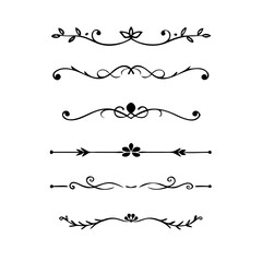 Fototapeta premium Set of Vintage decorative lines. text dividers. Line border. Lines separators, Borders, Vintage dividers, Underline elements. Divider set vector. Vector illustration.Line dividers. 