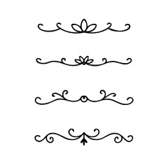 Set of Vintage decorative lines. text dividers. Line border. Lines separators, Borders, Vintage dividers, Underline elements. Divider set vector. Vector illustration.Line dividers.	