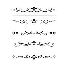 Set of Vintage decorative lines. text dividers. Line border. Lines separators, Borders, Vintage dividers, Underline elements. Divider set vector. Vector illustration.Line dividers.	