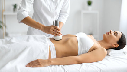 Woman receiving body sculpting treatment.