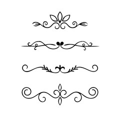 Set of Vintage decorative lines. text dividers. Line border. Lines separators, Borders, Vintage dividers, Underline elements. Divider set vector. Vector illustration.Line dividers.	