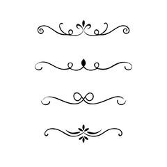 Set of Vintage decorative lines. text dividers. Line border. Lines separators, Borders, Vintage dividers, Underline elements. Divider set vector. Vector illustration.Line dividers.	