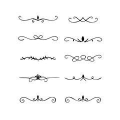 Fototapeta premium Set of Vintage decorative lines. text dividers. Line border. Lines separators, Borders, Vintage dividers, Underline elements. Divider set vector. Vector illustration.Line dividers. 
