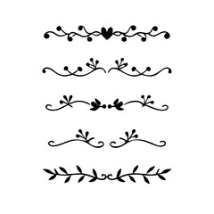 Set of Vintage decorative lines. text dividers. Line border. Lines separators, Borders, Vintage dividers, Underline elements. Divider set vector. Vector illustration.Line dividers.	