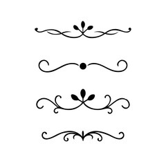 Set of Vintage decorative lines. text dividers. Line border. Lines separators, Borders, Vintage dividers, Underline elements. Divider set vector. Vector illustration.Line dividers.	