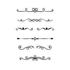 Obraz premium Set of Vintage decorative lines. text dividers. Line border. Lines separators, Borders, Vintage dividers, Underline elements. Divider set vector. Vector illustration.Line dividers. 