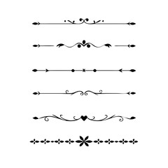 Set of Vintage decorative lines. text dividers. Line border. Lines separators, Borders, Vintage dividers, Underline elements. Divider set vector. Vector illustration.Line dividers.	