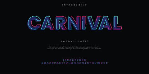 Carnival colorfull Modern minimal abstract alphabet fonts. Typography technology, electronic, movie, digital, music, future, logo creative font. vector illustration