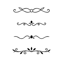 Set of Vintage decorative lines. text dividers. Line border. Lines separators, Borders, Vintage dividers, Underline elements. Divider set vector. Vector illustration.Line dividers.	