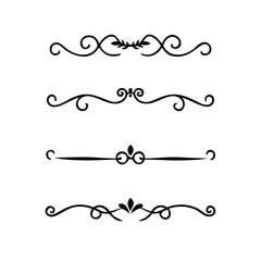 Set of Vintage decorative lines. text dividers. Line border. Lines separators, Borders, Vintage dividers, Underline elements. Divider set vector. Vector illustration.Line dividers.	