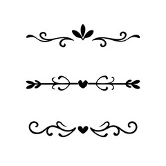 Set of Vintage decorative lines. text dividers. Line border. Lines separators, Borders, Vintage dividers, Underline elements. Divider set vector. Vector illustration.Line dividers.	