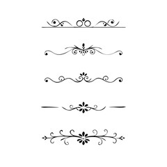 Obraz premium Set of Vintage decorative lines. text dividers. Line border. Lines separators, Borders, Vintage dividers, Underline elements. Divider set vector. Vector illustration.Line dividers. 