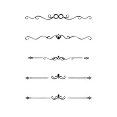 Set of Vintage decorative lines. text dividers. Line border. Lines separators, Borders, Vintage dividers, Underline elements. Divider set vector. Vector illustration.Line dividers.	