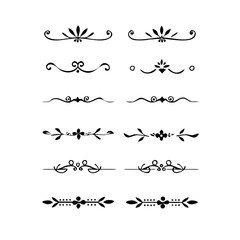 Set of Vintage decorative lines. text dividers. Line border. Lines separators, Borders, Vintage dividers, Underline elements. Divider set vector. Vector illustration.Line dividers.	