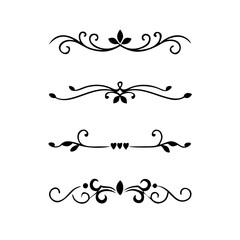 Set of Vintage decorative lines. text dividers. Line border. Lines separators, Borders, Vintage dividers, Underline elements. Divider set vector. Vector illustration.Line dividers.	