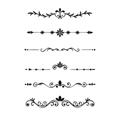 Set of Vintage decorative lines. text dividers. Line border. Lines separators, Borders, Vintage dividers, Underline elements. Divider set vector. Vector illustration.Line dividers.	